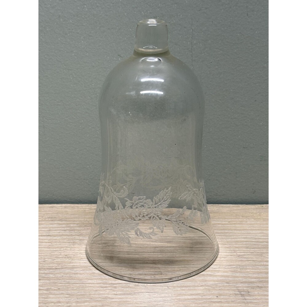 Vintage Etched Floral Wreath Glass Votive Cup, HOMCO Peg Candle Holder